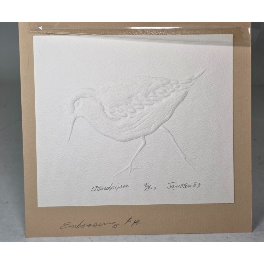 Kenneth Lars Jansson "Sandpiper" Embossed Print Signed & Numbered 43/500 1983